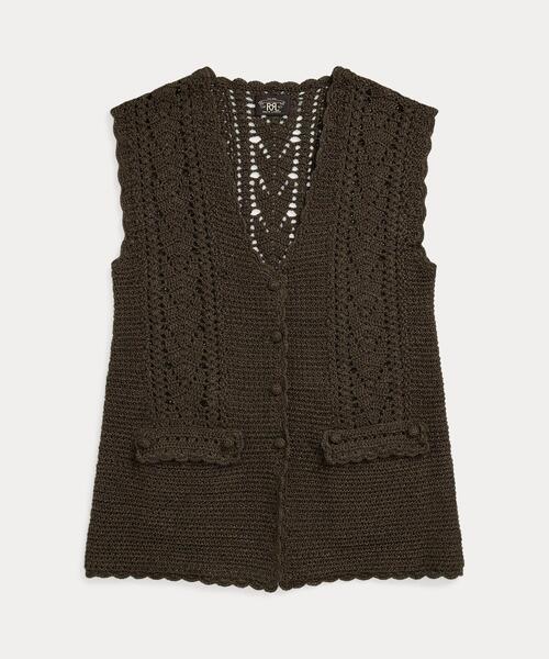 RRL(ダブル アール エル)の「クロシェパネルド ニット コットン ベスト(ベスト・レディース・ブラウン・1/2/3/4/5)」の1枚目の写真