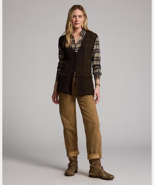 RRL(ダブル アール エル)の「クロシェパネルド ニット コットン ベスト(ベスト・レディース・ブラウン・1/2/3/4/5)」の3枚目の写真