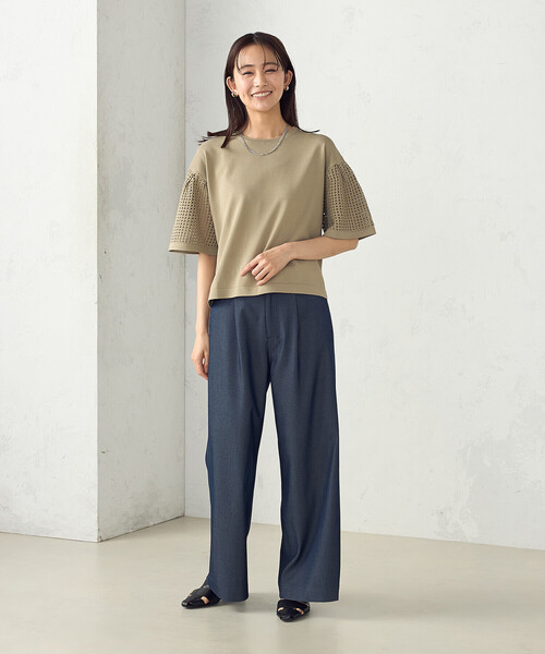 COMME CA ISM（コムサイズム）の「デニムライク　タックワイドパンツ / セットアップ対応（その他パンツ・レディース・ネイビー・MEDIUM/LARGE）」の6枚目の写真