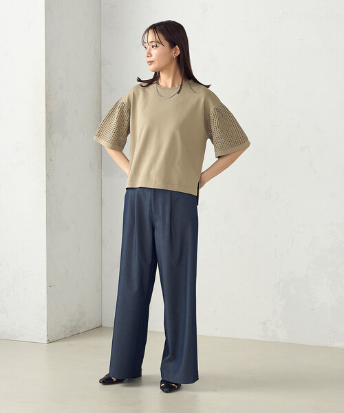 COMME CA ISM（コムサイズム）の「デニムライク　タックワイドパンツ / セットアップ対応（その他パンツ・レディース・ネイビー・MEDIUM/LARGE）」の5枚目の写真