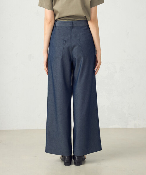 セール】デニムライク タックワイドパンツ / セットアップ対応（その他