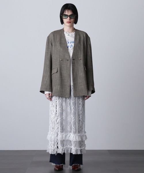 CREOLME)COLLARLESS DOUBLE JACKET（ノーカラージャケット