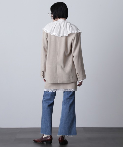 ROSE BUD（ローズバッド）の「(CREOLME)COLLARLESS DOUBLE JACKET（ノーカラージャケット・レディース・ブラック/ベージュ・S/M）」の6枚目の写真