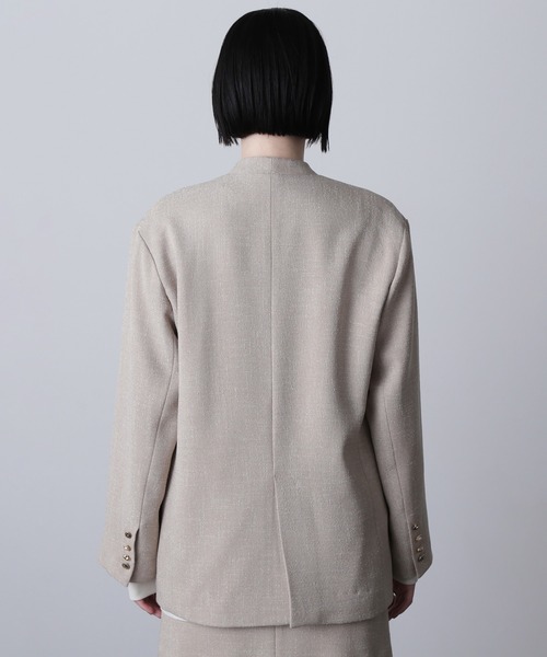 ROSE BUD（ローズバッド）の「(CREOLME)COLLARLESS DOUBLE JACKET（ノーカラージャケット・レディース・ブラック/ベージュ・S/M）」の10枚目の写真