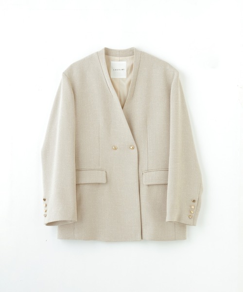 CREOLME)COLLARLESS DOUBLE JACKET（ノーカラージャケット
