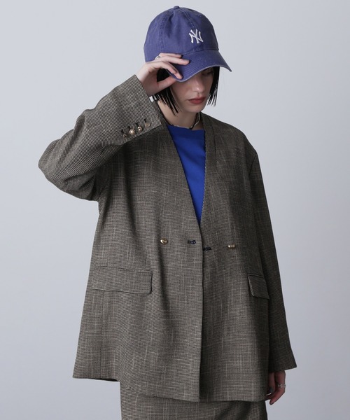 CREOLME)COLLARLESS DOUBLE JACKET（ノーカラージャケット