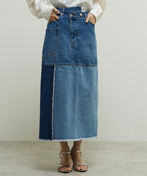 SOFFITTO（ソフィット）の「濃淡カラーミディー丈デニムスカート（デニムスカート）」