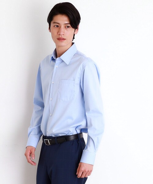 THE SHOP TK （ザ ショップ ティーケー ）の「ドレスへリンボンシャツ（ビジネスシャツ・メンズ・サックスブルー/オフホワイト/パープル・01/02/03/04）」の19枚目の写真