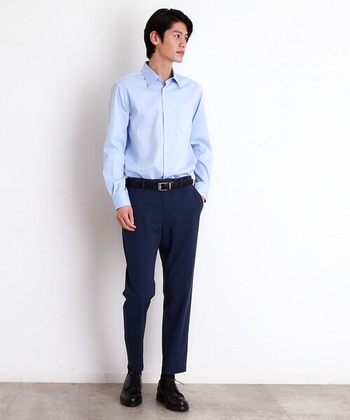 THE SHOP TK （ザ ショップ ティーケー ）の「ドレスへリンボンシャツ（ビジネスシャツ・メンズ・サックスブルー/オフホワイト/パープル・01/02/03/04）」の9枚目の写真