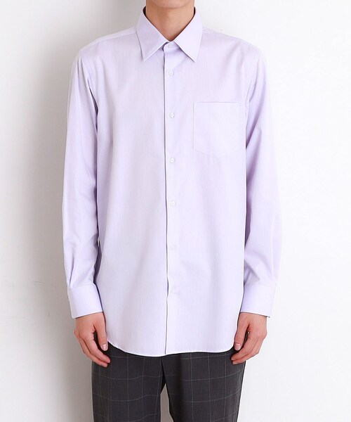 THE SHOP TK （ザ ショップ ティーケー ）の「ドレスへリンボンシャツ（ビジネスシャツ・メンズ・サックスブルー/オフホワイト/パープル・01/02/03/04）」の11枚目の写真