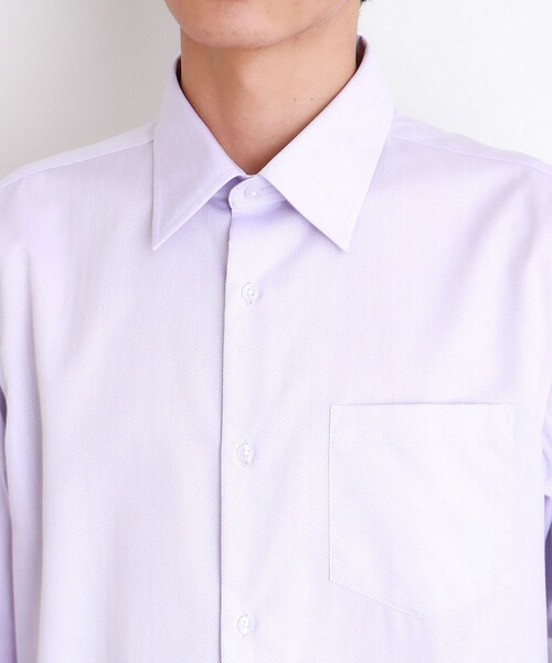 THE SHOP TK （ザ ショップ ティーケー ）の「ドレスへリンボンシャツ（ビジネスシャツ・メンズ・サックスブルー/オフホワイト/パープル・01/02/03/04）」の4枚目の写真