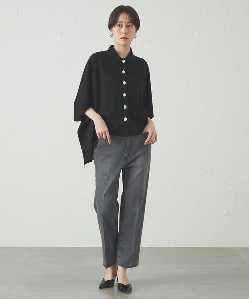 CAST:(キャストコロン)の「【美シルエット】クロップドストレッチデニム(デニムパンツ・レディース・ブラック・L/XS/M/S)」の6枚目の写真