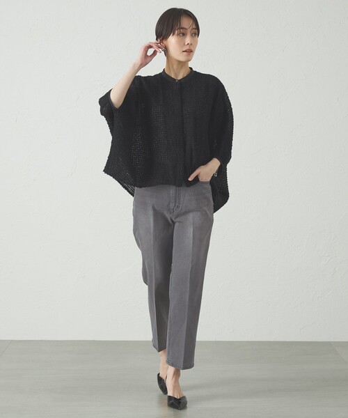 CAST:(キャストコロン)の「【美シルエット】クロップドストレッチデニム(デニムパンツ・レディース・ブラック・L/XS/M/S)」の7枚目の写真