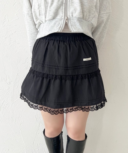 apres jour(アプレジュール)の「リボンレースフリルミニスカート(スカート・レディース・ブラック/ホワイト・フリー/X-LARGE)」の10枚目の写真
