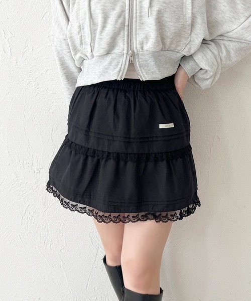 apres jour(アプレジュール)の「リボンレースフリルミニスカート(スカート・レディース・ブラック/ホワイト・フリー/X-LARGE)」の11枚目の写真