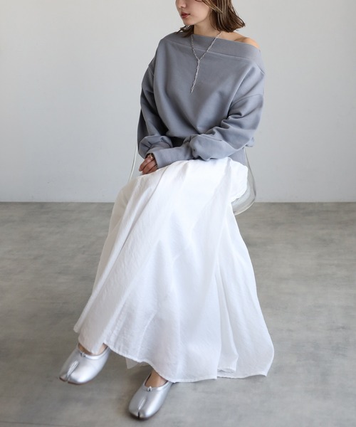 セール】フィンガーホール付きオフショルスウェット（スウェット