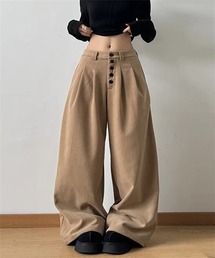 タック使いワイドシルエットロングパンツ