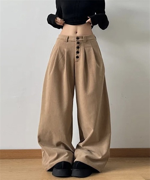 Dream garden(ドリームガーデン)の「タック使いワイドシルエットロングパンツ(その他パンツ・レディース・ブラック/カーキ・L/3XL/M/XL/2XL/S)」の2枚目の写真