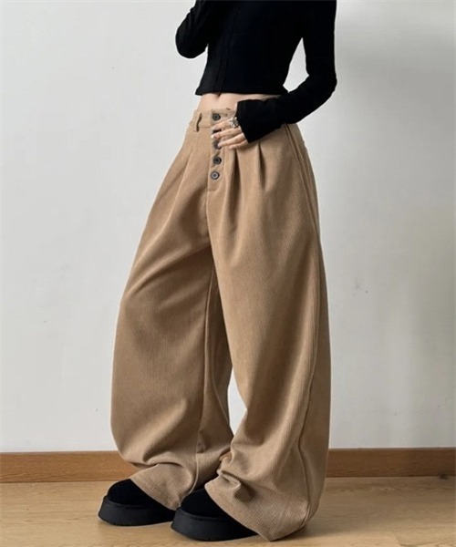 Dream garden(ドリームガーデン)の「タック使いワイドシルエットロングパンツ(その他パンツ・レディース・ブラック/カーキ・L/3XL/M/XL/2XL/S)」の3枚目の写真