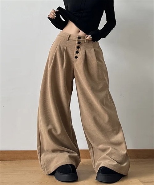 Dream garden(ドリームガーデン)の「タック使いワイドシルエットロングパンツ(その他パンツ・レディース・ブラック/カーキ・L/3XL/M/XL/2XL/S)」の4枚目の写真