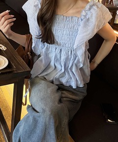 eimy istoire＊今期完売　チュールフリルボリュームベスト エイミーイストワール EIMY ISTOIRE チュールフリルボリューム