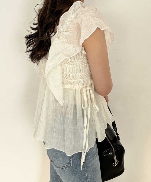 nelliy.（ネルリー）の「フリルシャーリングシアーブラウス（シャツ/ブラウス・レディース・アイボリー/ブルー/ベージュ・LARGE/MEDIUM）」の10枚目の写真