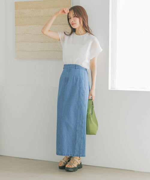 mysty woman(ミスティウーマン)の「シアーカバーフレンチスリーブTシャツ 315365(Tシャツ/カットソー・レディース・オフホワイト/ベージュ/ブラック・FREE)」の10枚目の写真