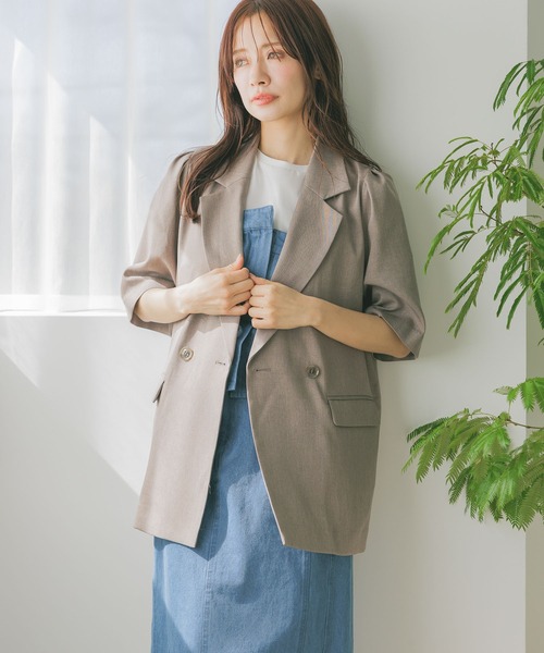 mysty woman(ミスティウーマン)の「シアーカバーフレンチスリーブTシャツ 315365(Tシャツ/カットソー・レディース・オフホワイト/ベージュ/ブラック・FREE)」の14枚目の写真