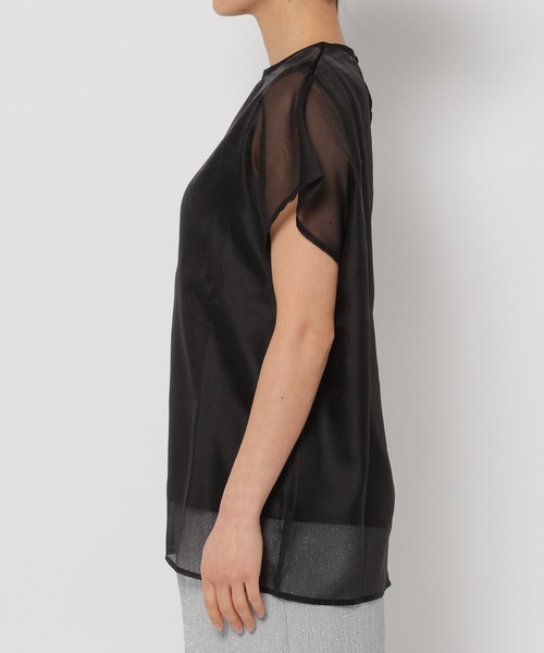 mysty woman(ミスティウーマン)の「シアーカバーフレンチスリーブTシャツ 315365(Tシャツ/カットソー・レディース・オフホワイト/ベージュ/ブラック・FREE)」の16枚目の写真