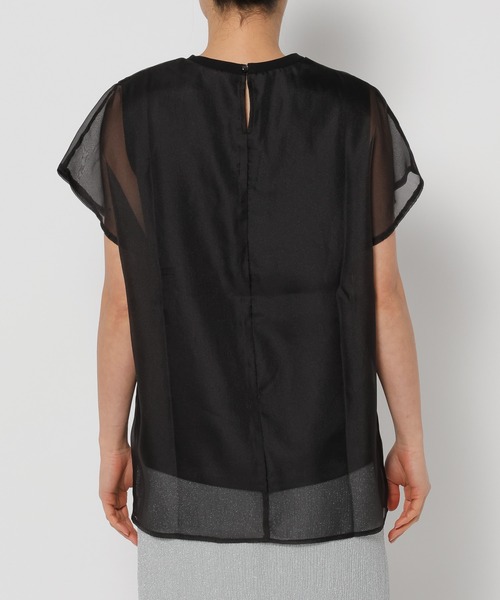 mysty woman(ミスティウーマン)の「シアーカバーフレンチスリーブTシャツ 315365(Tシャツ/カットソー・レディース・オフホワイト/ベージュ/ブラック・FREE)」の17枚目の写真