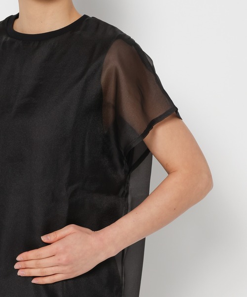 mysty woman(ミスティウーマン)の「シアーカバーフレンチスリーブTシャツ 315365(Tシャツ/カットソー・レディース・オフホワイト/ベージュ/ブラック・FREE)」の20枚目の写真