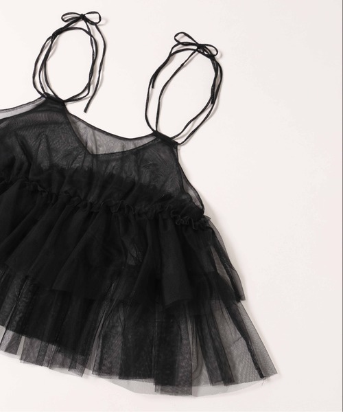 PHILLY（フィリー）の「【PHILLY】チュールフリルキャミソール（キャミソール・レディース・アイボリー/ブラック・FREE）」の12枚目の写真