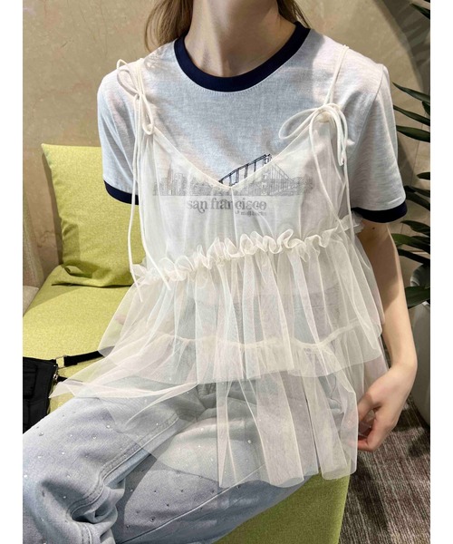 PHILLY（フィリー）の「【PHILLY】チュールフリルキャミソール（キャミソール・レディース・アイボリー/ブラック・FREE）」の9枚目の写真