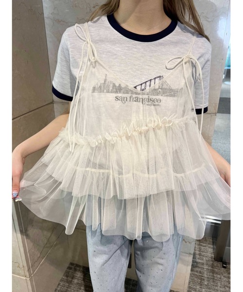 PHILLY（フィリー）の「【PHILLY】チュールフリルキャミソール（キャミソール・レディース・アイボリー/ブラック・FREE）」の8枚目の写真