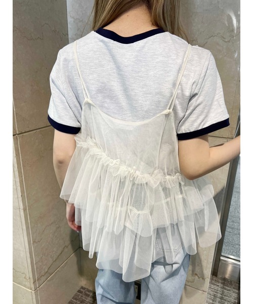 PHILLY（フィリー）の「【PHILLY】チュールフリルキャミソール（キャミソール・レディース・アイボリー/ブラック・FREE）」の7枚目の写真