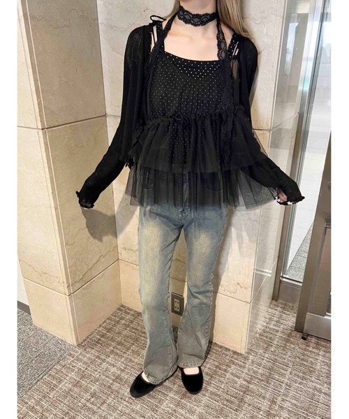 PHILLY（フィリー）の「【PHILLY】チュールフリルキャミソール（キャミソール・レディース・アイボリー/ブラック・FREE）」の18枚目の写真