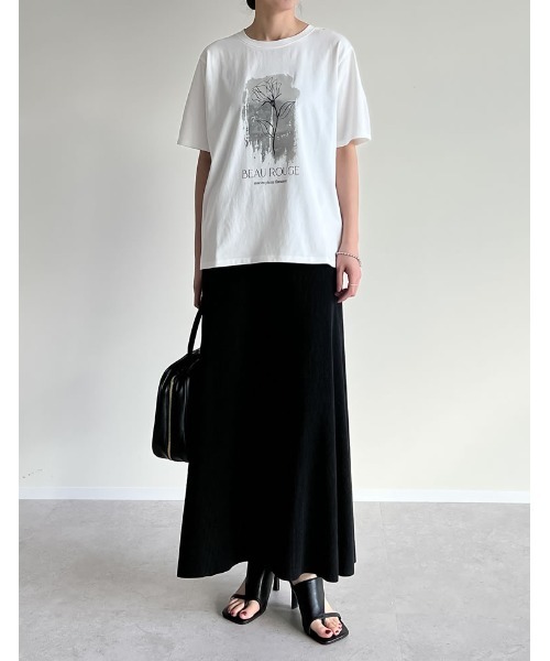 Re:EDIT（リエディ）の「[UVカット][接触冷感][紫外線対策]箔フラワーTシャツ（Tシャツ/カットソー・レディース・チャコールグレー/ブラック/ホワイト・MEDIUM/LARGE）」の7枚目の写真