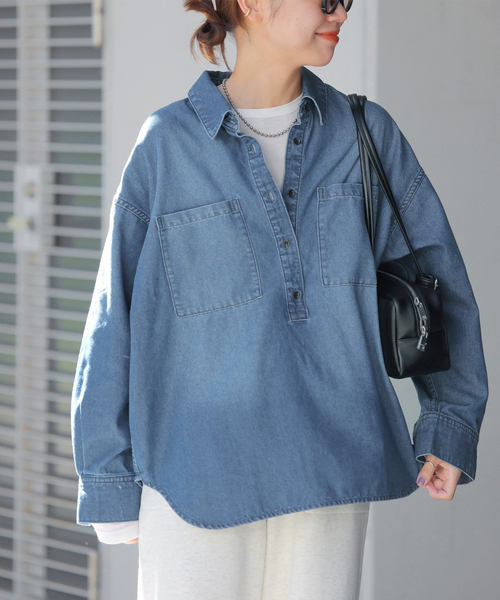 JOURNAL STANDARD relume(ジャーナルスタンダード レリューム)の「《WEB限定追加2》デニムプルオーバーシャツ/インディゴ(シャツ/ブラウス・レディース・ネイビー・FREE)」の7枚目の写真