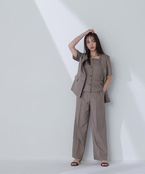 NATURAL BEAUTY BASIC（ナチュラルビューティーベーシック）の「◇【Oggi掲載】リネンライクツイルシリーズ ストレートパンツ（その他パンツ・レディース・ブラウン/ベージュ/カーキ・SMALL/MEDIUM）」の2枚目の写真