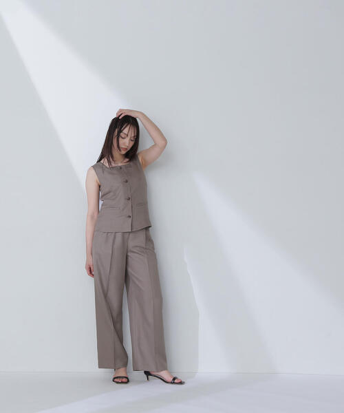 ファンクションリネンライクストレートパンツ(1 BLACK