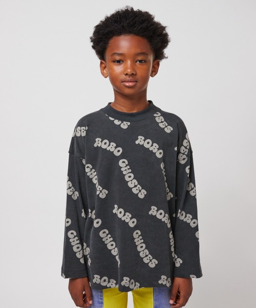 BOBO CHOSES(ボボショーズ)の「Wavy Bobo Choses all over T-sh(Tシャツ/カットソー・キッズ・ブラック・100/110/120/130/140)」の1枚目の写真