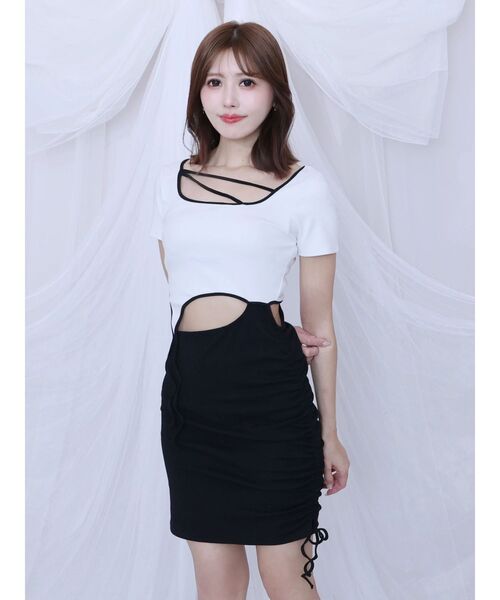 EATME（イートミー）の「カットアウトカットワンピース（ワンピース・レディース・ホワイト/ブラック・FREE）」の3枚目の写真