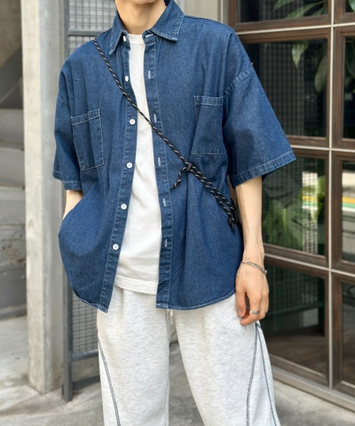 link lot（リンクロット）の「ルーズシルエットダブルポケットデニムシャツ（シャツ/ブラウス・メンズ・インディゴブルー/サックスブルー・L/M）」の10枚目の写真