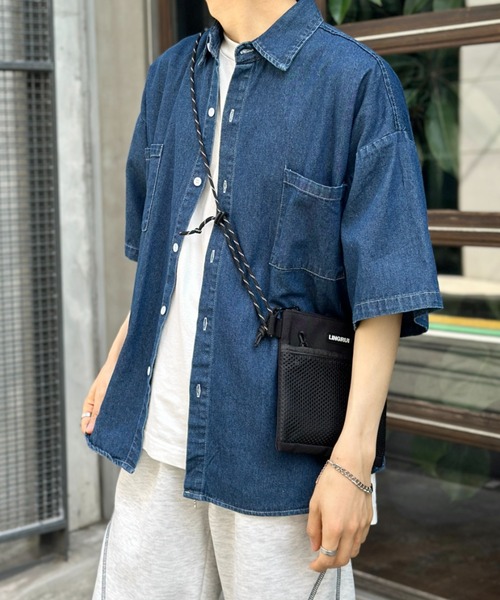 link lot（リンクロット）の「ルーズシルエットダブルポケットデニムシャツ（シャツ/ブラウス・メンズ・インディゴブルー/サックスブルー・L/M）」の11枚目の写真