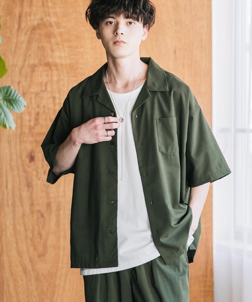 Rocky Monroe(ロッキーモンロー)の「セットアップ 接触冷感オーバーサイズ開襟半袖シャツ セミワイドイージーパンツ(セットアップ・メンズ・ブルーグリーン/カーキ/オフホワイト/ブラック/ネイビー/チャコール・M/XL/L)」の20枚目の写真