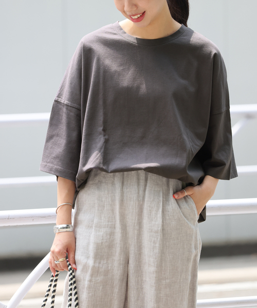 JOURNAL STANDARD relume（ジャーナルスタンダード　レリューム）の「《追加》タックコクーンプルオーバー（Tシャツ/カットソー・レディース・ブラック系その他/ホワイト/ライトグレー/モスグリーン・FREE）」の7枚目の写真