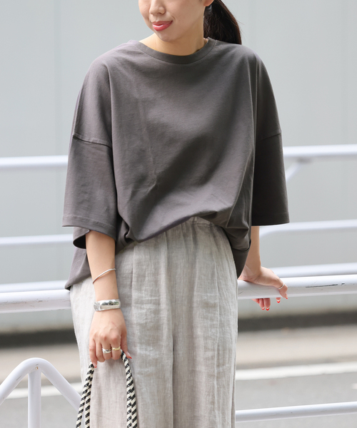 JOURNAL STANDARD relume（ジャーナルスタンダード　レリューム）の「《追加》タックコクーンプルオーバー（Tシャツ/カットソー・レディース・ブラック系その他/ホワイト/ライトグレー/モスグリーン・FREE）」の8枚目の写真