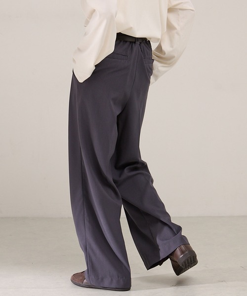 バルーンシルエット ディープタックワイドパンツ（スラックス）｜EMMA