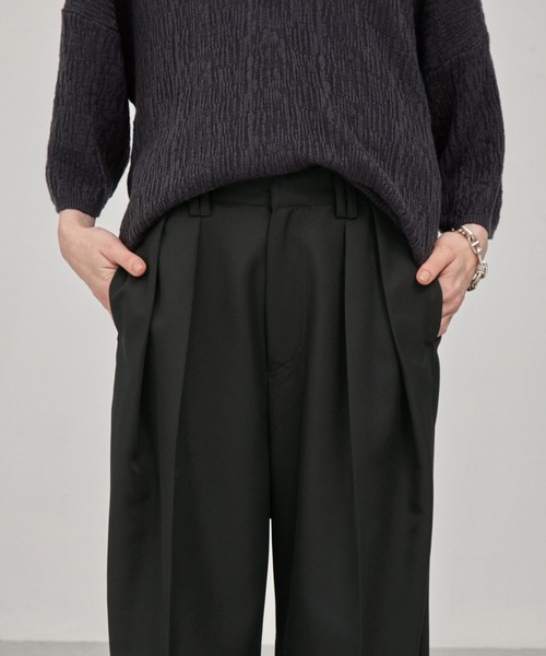 EMMA CLOTHES（エマクローズ）の「バルーンシルエット ディープタックワイドパンツ（スラックス・メンズ・ブラック系/ブラック/ライトグレー/ナチュラル/グレー系・S/M/L）」の18枚目の写真