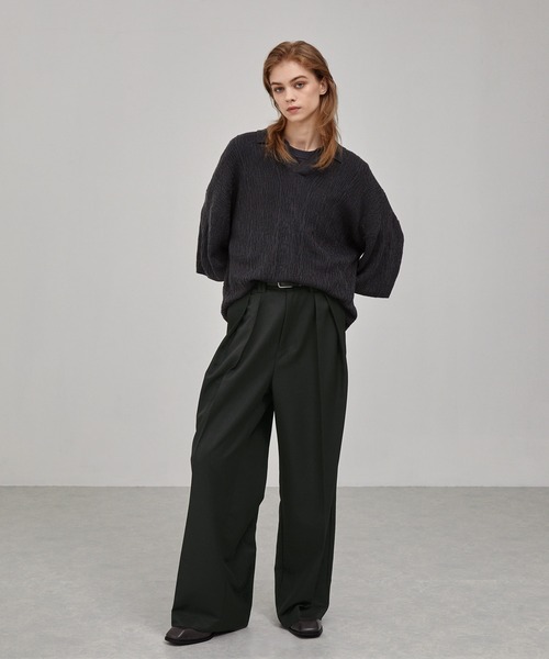パンツ Emma バルーンシルエット ディープタックワイドパンツ EMMA CLOTHES